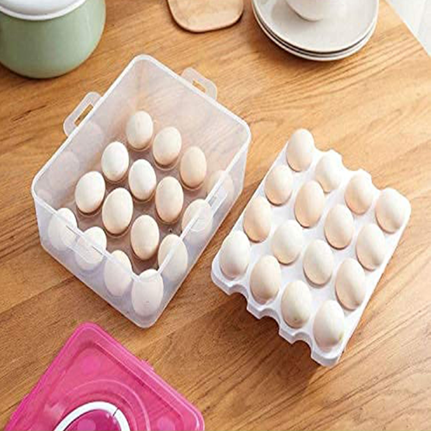 2Layer, 32 Grid Egg Tray with Lid Egg Carrier Holder for Refrigerator, Camping Food Storage Container with Handle (1 Pc ) 2Layer, 32 Grid Egg Tray with Lid Egg Carrier Holder for Refrigerator, Camping Food Storage Container with Handle (1 Pc )